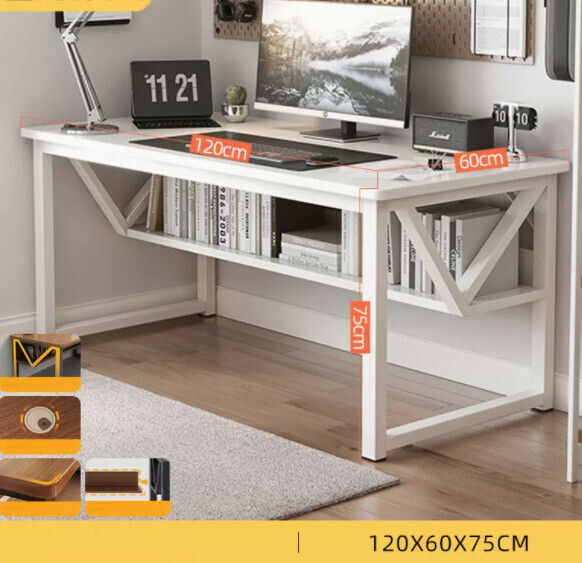 Hot recommended desktop computer desk (double layer - warm white) [size: length 120*width 60*height 75cm]