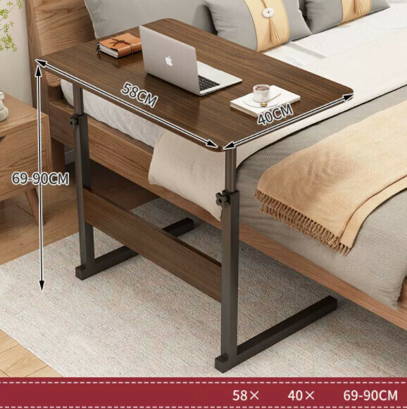 Hot push liftable mobile computer desk (without wheels - brushed black oak) [Dimensions: length 58*width 40*height 69-90cm]