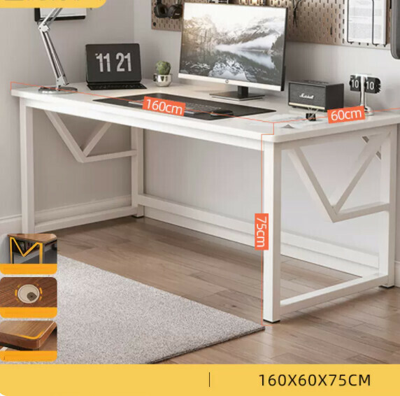 Hot recommended desktop computer desk (single layer - warm white) [size: length 160*width 60*height 75cm]