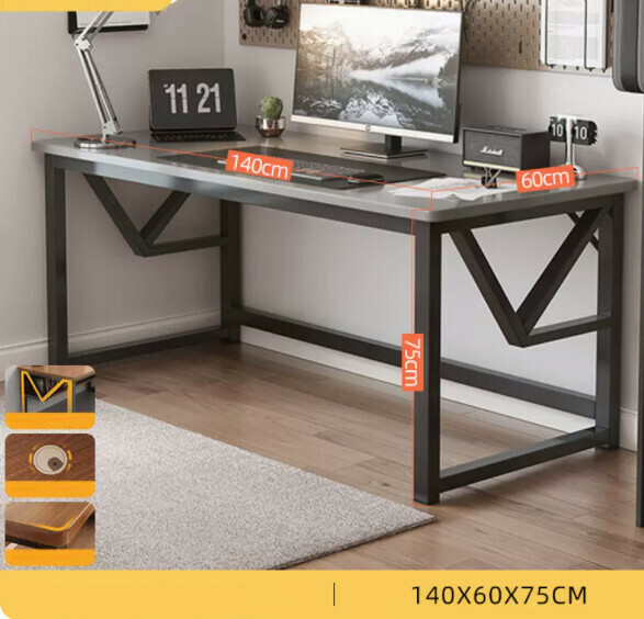 Hot recommended desktop computer desk (single layer - space gray) [size: length 140*width 60*height 75cm]