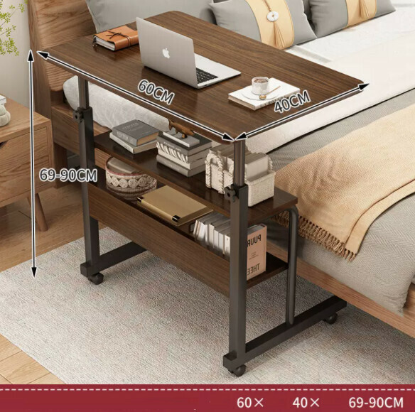 Hot Push Liftable Mobile Computer Desk (Three Layers - Brushed Black Oak) [Dimensions: Length 60* Width 40* Height 69-90cm]