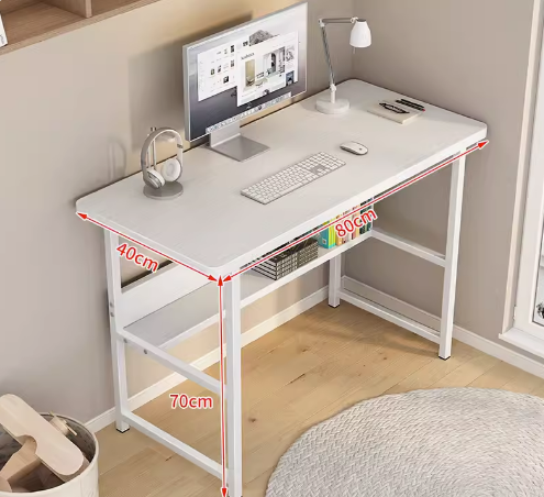 Hot recommendation simple modern office desk computer table (white frame white [double layer]) (size: 80*40CM)