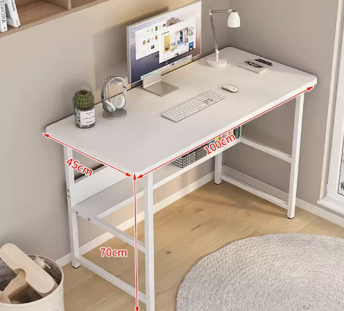 Hot recommendation simple modern office desk computer desk (white frame white [double layer]) (size: 100*45CM)