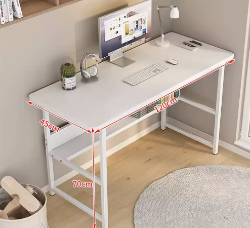 Hot recommendation simple modern office desk computer desk (white frame white [double layer]) (size: 120*45CM)