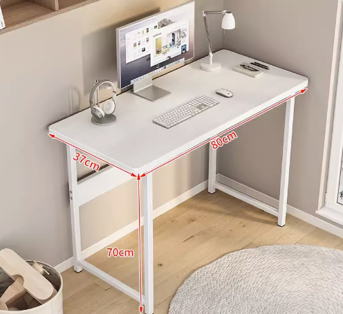 Hot recommendation simple modern office desk computer desk (white frame white [single layer]) (size: 80*37CM)