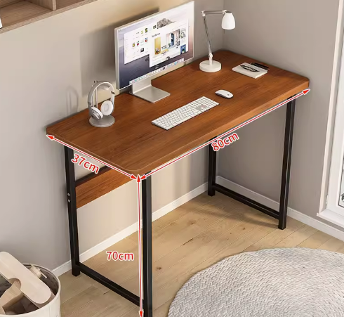Hot recommendation simple modern office desk computer table (black frame brown [single layer]) (size: 80*37CM)