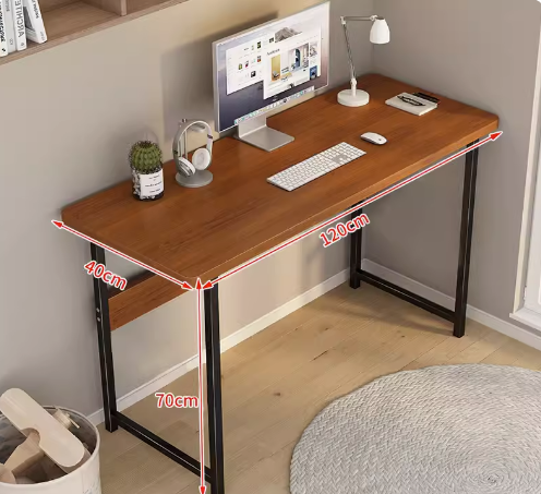 Hot recommendation simple modern office desk computer table (black frame brown [single layer]) (size: 120*40CM)