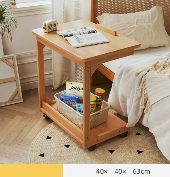 Hotly recommended solid wood computer desk (raw wood color + solid wood frame) [size: length 40*width 40*height 63cm]