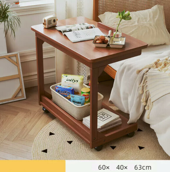 Hot recommended solid wood computer desk (walnut color + solid wood frame) [size: length 60*width 40*height 63cm]