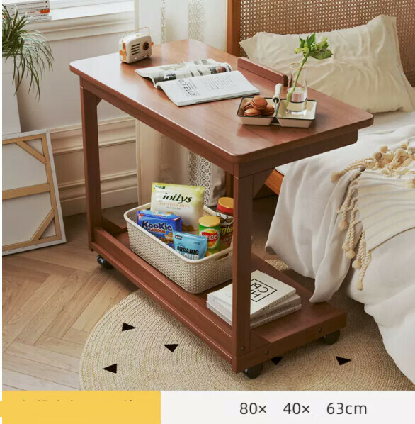 Hot recommended solid wood computer desk (walnut color + solid wood frame) [size: length 80*width 40*height 63cm]