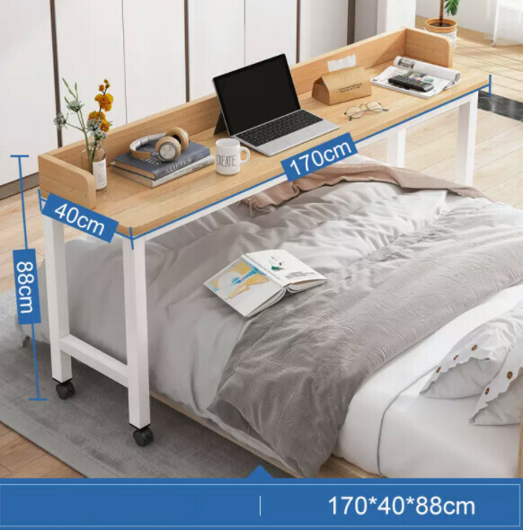 Hot recommended movable computer desk (oak color + pulley) [size: length 170*width 40*height 88cm]