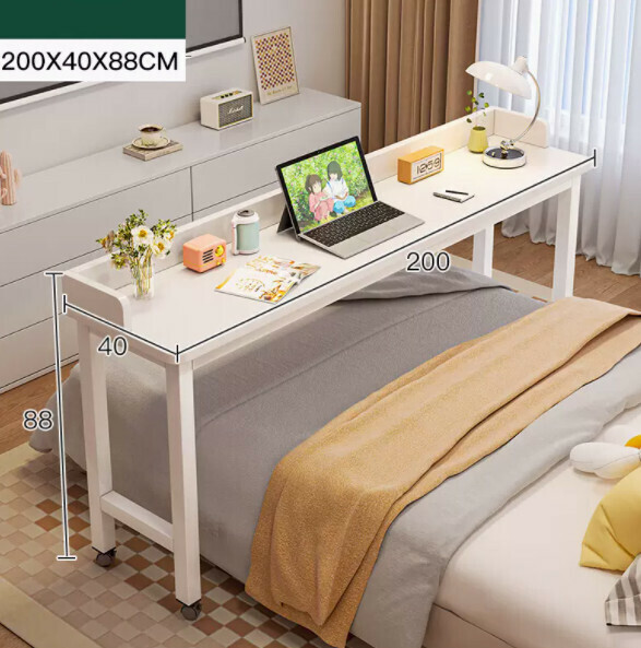 Hot recommended movable computer desk (warm white + pulleys) [size: length 200*width 40*height 88cm]