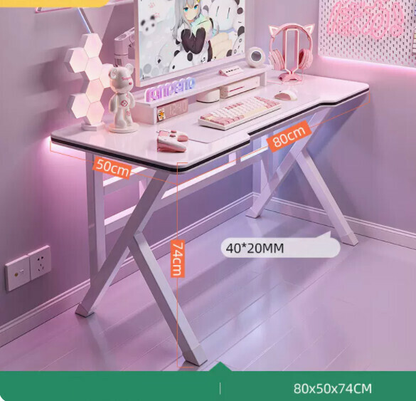 Hot Desktop Computer Desk (White + Wiring Holes) [Dimensions: Length 80* Width 50* Height 74cm]