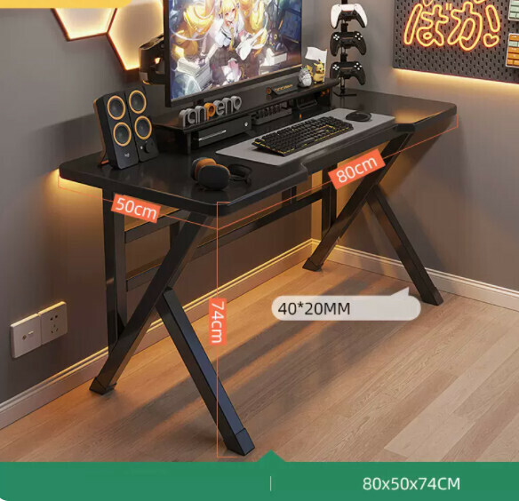 Hot Desktop Computer Desk (Black + Wiring Holes) [Dimensions: Length 80* Width 50* Height 74cm]