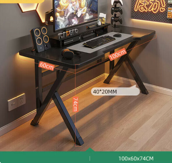Hot-recommended desktop computer desk (black + threading holes) [size: length 100*width 50*height 74cm]