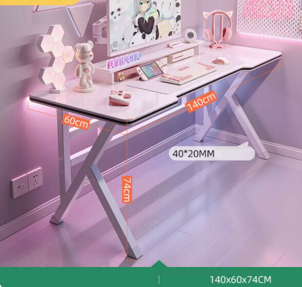 Hot-recommended desktop computer desk (white + threading holes) [size: length 140*width 50*height 74cm]