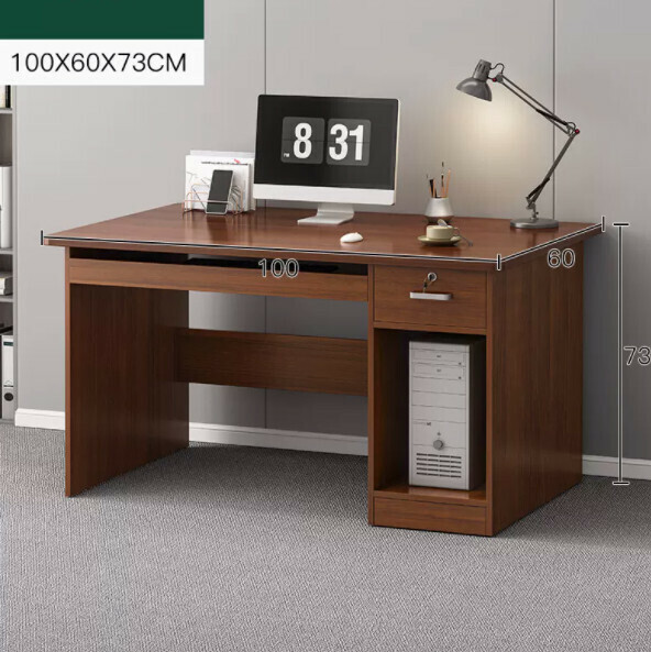 Hot recommended home computer desk (dark walnut color + with drawer + with keyboard position + host position) [Dimensions: length 100*width 60*height 73cm]