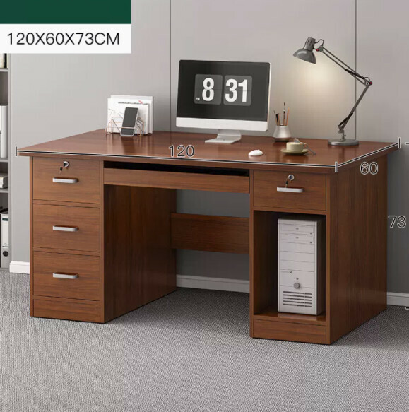 Hot recommended home computer desk (dark walnut color + with drawer + with keyboard position + host position) [size: length 120*width 60*height 73cm]