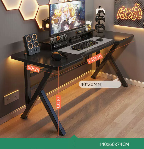 Hot Desktop Computer Desk (Black + Wiring Holes) [Dimensions: Length 140* Width 50* Height 74cm]