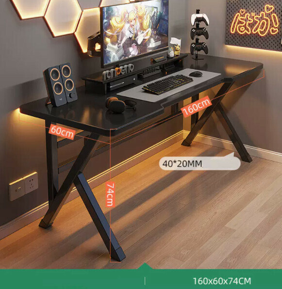 Hot Desktop Computer Desk (Black + Wiring Holes) [Dimensions: Length 160* Width 50* Height 74cm]
