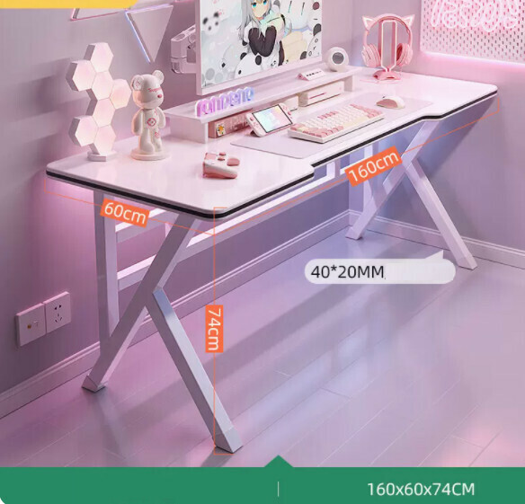 Hot Desktop Computer Desk (White + Wiring Holes) [Dimensions: Length 160* Width 50* Height 74cm]