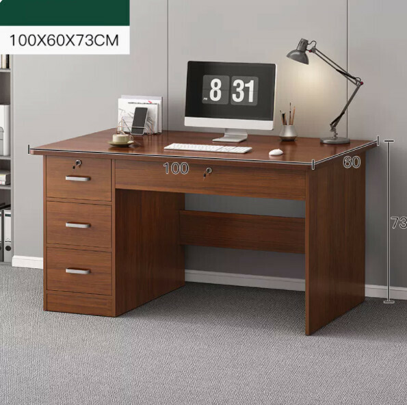 Hot recommended home computer desk (dark walnut color + with drawers * 4) [size: length 100*width 60*height 73cm]