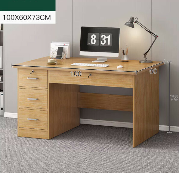 Hot recommended home computer desk (rubber wood color + with drawers*4) [size: length 100*width 60*height 73cm]