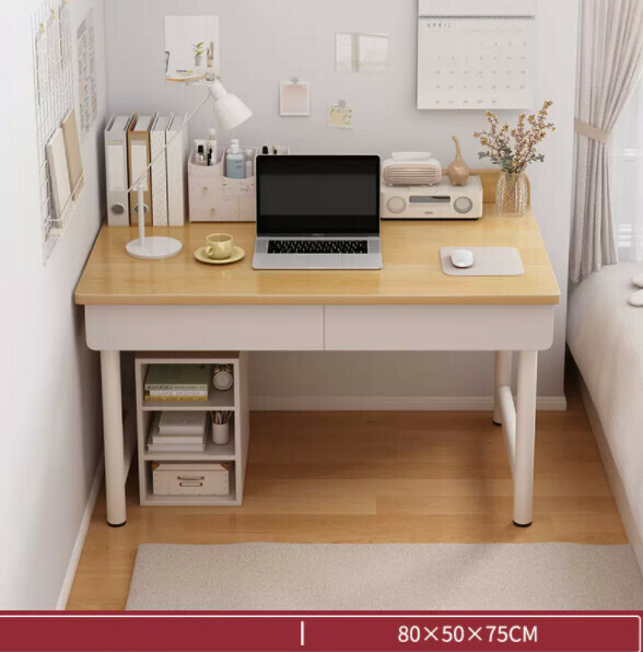 Hot recommended desktop computer desk (double drawer-oak color) [size: length 80*width 50*height 75cm]