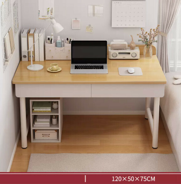 Hot recommended desktop computer desk (double drawer-oak color) [size: length 120*width 50*height 75cm]