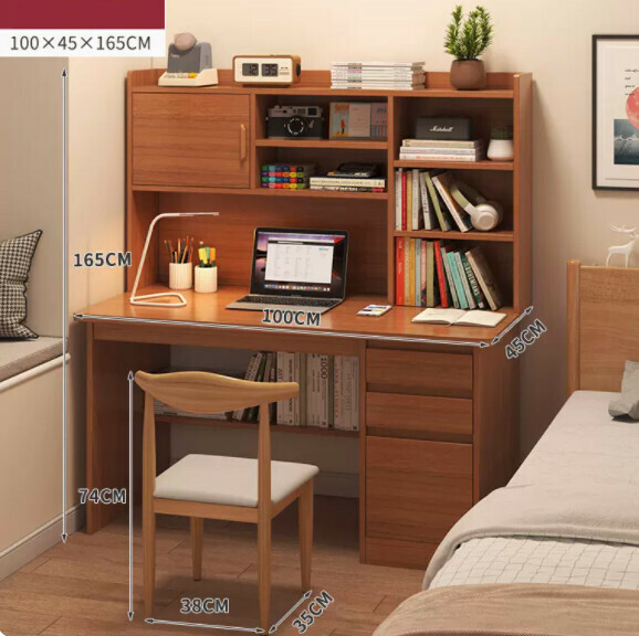 Hotly recommended desktop computer table (Type B - antique sandalwood color + with chair) [Dimensions: length 100*width 45*height 165cm]