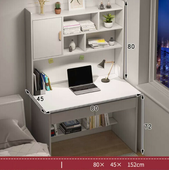 Hot-recommended desktop computer desk (Type A double drawer - warm white + with door) [size: length 80*width 45*height 80+72cm]