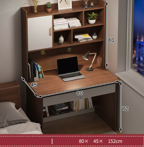 Hot-recommended desktop computer desk (A type double drawer - antique sandalwood color + with door) [Dimensions: length 80*width 45*height 80+72cm]