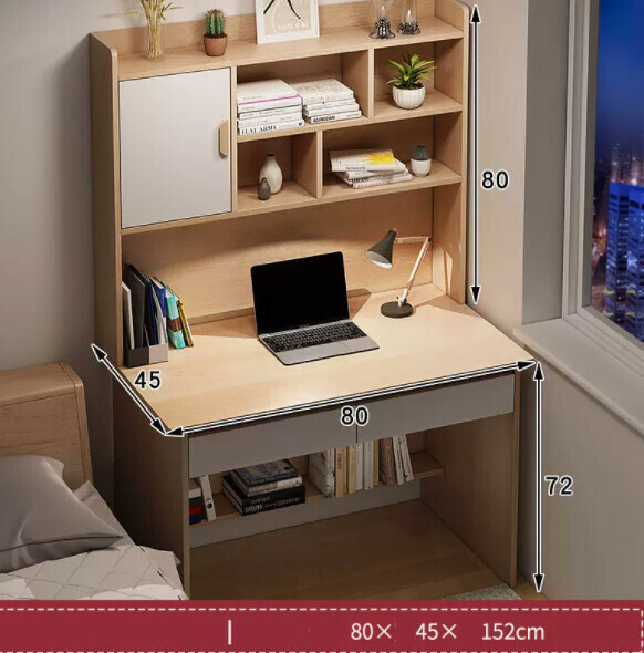 Hot-recommended desktop computer desk (A type double drawer - pastoral oak color + with door) [Dimensions: length 80*width 45*height 80+72cm]