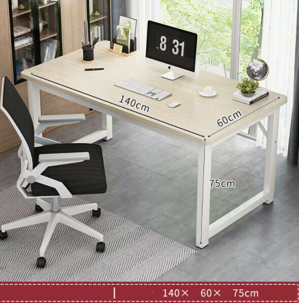 Hot recommended desktop computer desk (white fir + white frame) [size: length 140*width 60*height 75cm]