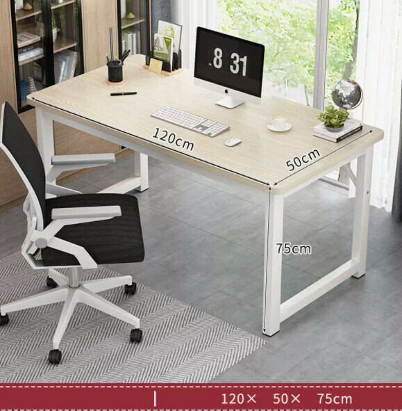 Hot recommended desktop computer desk (white fir + white frame) [size: length 120*width 50*height 75cm]