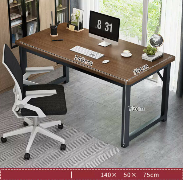 Hot recommended desktop computer desk (black oak + white frame) [size: length 140*width 50*height 75cm]