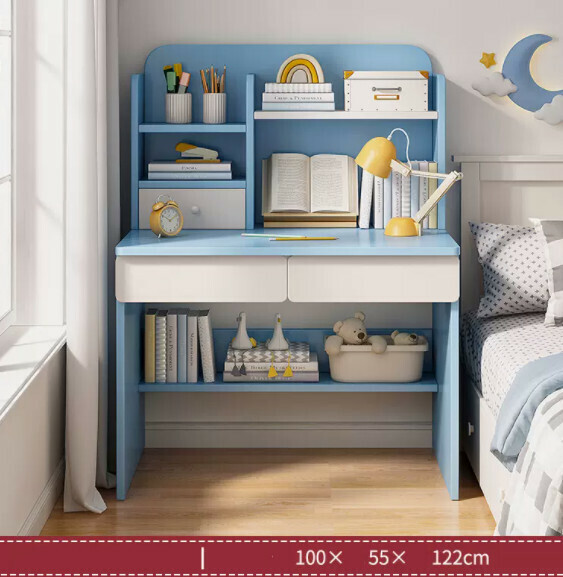 Hot recommendation simple computer desk (light blue + white 100cm)