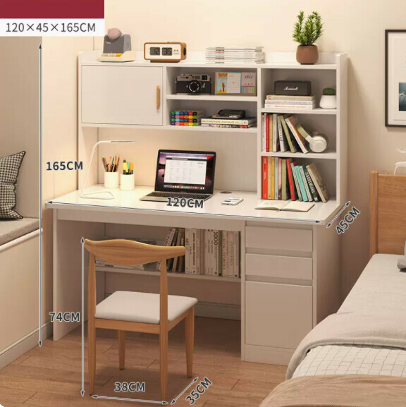 Hot recommended desktop computer table (Type B - warm white + with chair) [size: length 120*width 45*height 168cm]