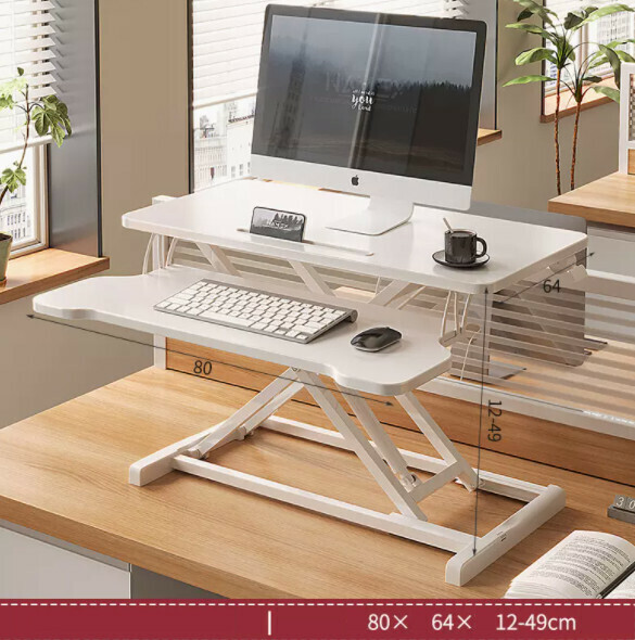 Hot recommended standing computer desk (with keyboard position - business white) [Pneumatic stepless hover lift]