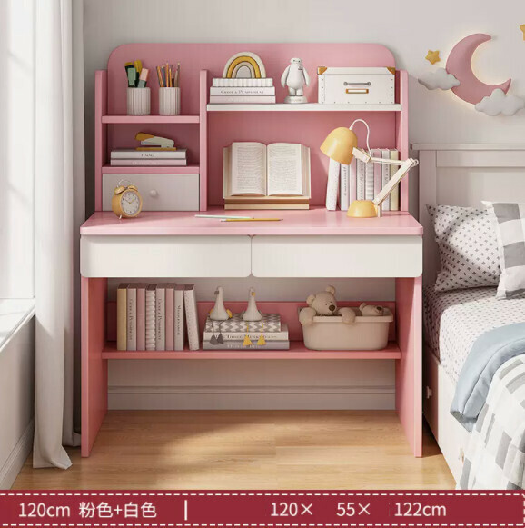 Hot recommendation simple computer desk (light pink + white 120cm)