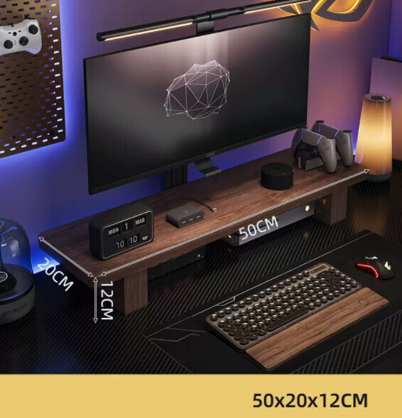 Hot recommendation solid wood computer desk (walnut color) [size: length 50*width 20*height 12cm]
