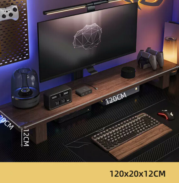Hot recommended solid wood computer desk (walnut color) [size: length 120*width 20*height 12cm]
