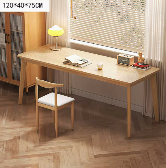 Hotly recommended long computer desk (120*40*75cm wood color) [one table and one chair]