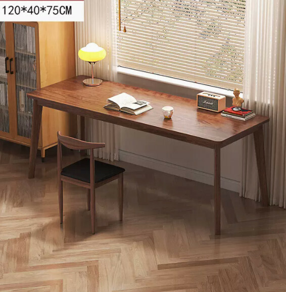Hot recommendation: long computer desk (120*40*75cm walnut color) [one table and one chair]