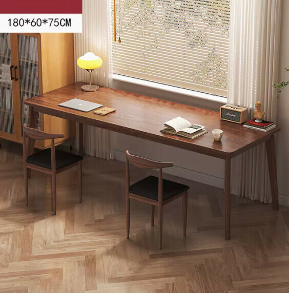 Hot recommendation: long computer desk (180*60*75cm walnut color) [one table and two chairs]