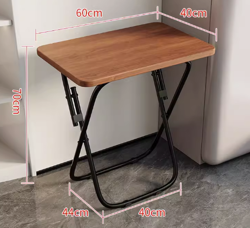 Hot recommended small home office folding table ([1.5cm thickened desktop] black frame walnut) (size: 60*40*70CM)