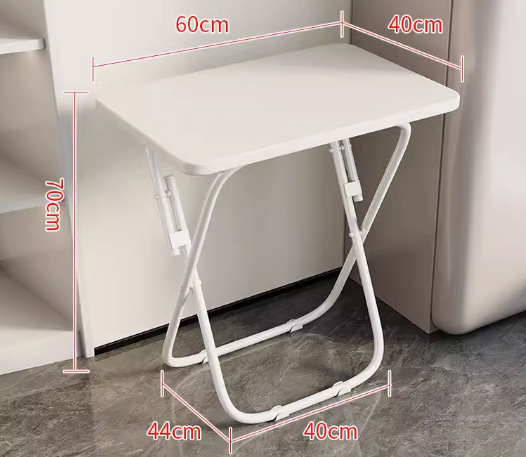 Hot recommended small home office folding table ([1.5cm thickened desktop] white frame white) (size: 60*40*70CM)