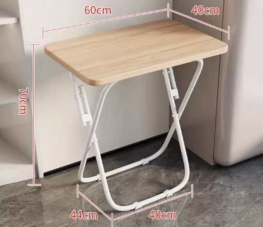 Hot recommended small home office folding table ([1.5cm thickened desktop] white frame log) (size: 60*40*70CM)