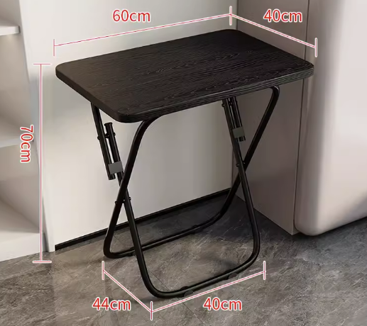 Hot recommendation small home office folding table ([1.5cm thickened desktop] black frame black wood grain) (size: 60*40*70CM)