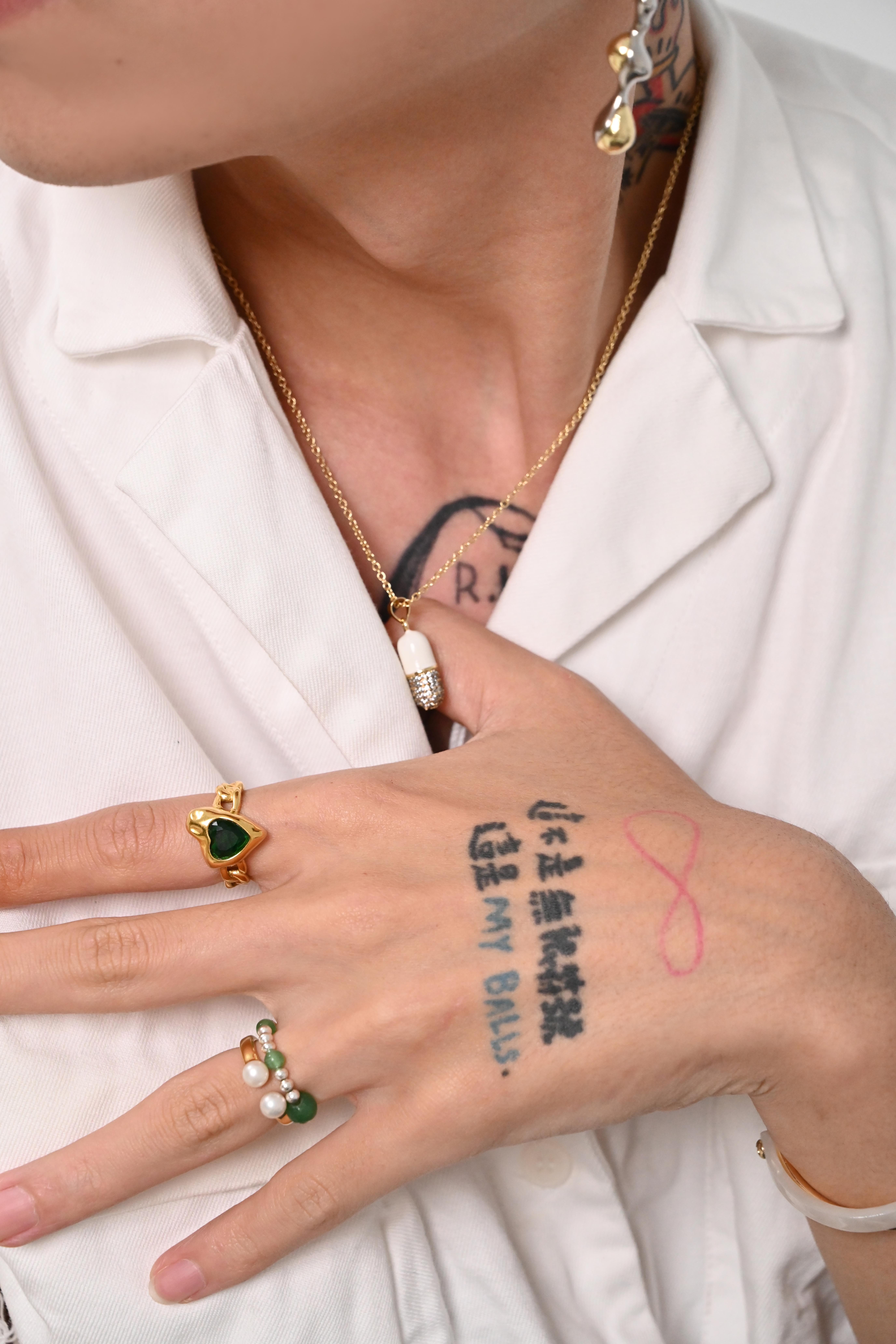 【現貨】COCO, JASMINE 鋯石藥丸項鍊 白色 NM0115